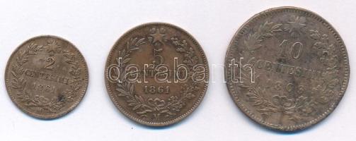 Olaszország 1861M 2c bronz "II. Viktor Emánuel" + 1861M 5c bronz "II. Viktor Emánuel&...