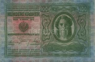 1912. 100K piros "Magyarország" körbélyegzővel (2x) egymásutáni sorszámmal T:I,I-