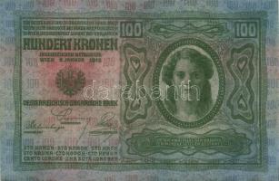 1912. 100K piros "Magyarország" körbélyegzővel (2x) egymásutáni sorszámmal T:I,I-