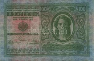 1912. 100K piros "Magyarország" körbélyegzővel (2x) egymásutáni sorszámmal T:I,I-