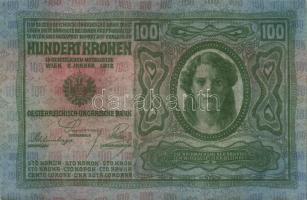 1912. 100K piros "Magyarország" körbélyegzővel (2x) egymásutáni sorszámmal T:I,I-