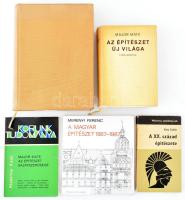 Major Máté (1904-1986) Kossuth-díjas építész 3 műve:   Az új építészet világa. Tanulmányok. Elvek és Utak. Bp., 1969. Magvető. Megjelent 2000 példányban.;  Az építészet sajátszerűsége. Korunk tudománya. Bp., 1967., Akadémiai.; Major Máté: Építészettörténet III. Tőkés és szocializmust építő társadalmak építészete. Bp, 1960, Műszaki.  Valamint 2 másik építészettel kapcsolatos könyv:  + Merényi Ferenc: A magyar építészet. Bp., 1969., Műszaki.;  + Kósa Zoltán: A XX. század építészete. Minerva Zsebkönyvek. Bp., 1968., Minerva.;  Különféle kötésekben, változó állapotban.