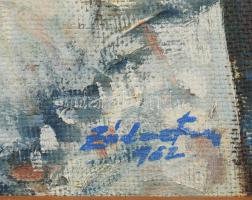 Zádor jelzéssel: Szán a havas faluban. Olaj, farost, keretben 38x52 cm