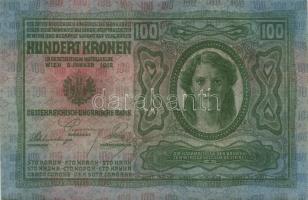 1912. 100K piros "Magyarország" körbélyegzővel (2x) egymásutáni sorszámmal T:I,I-