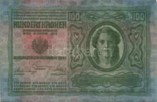 1912. 100K piros "Magyarország" körbélyegzővel (2x) egymásutáni sorszámmal T:I,I-