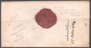 1864 Máramarosszigetről küldött levél a Kolozs megyei Bádokra, a máramarosszigeti reáltanodai igazga...