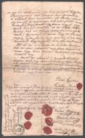 1861 Érmihályfalva, Románia, végrendelet érdekes tartalommal, 7 db különféle viaszpecséttel, okmányb...