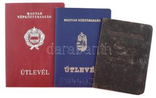 1942, 1972, 1993 3 db fényképes útlevél és MÁV félárú igazolvány