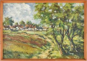 Zádor. jelzéssel: Házak az erdő mögött. Olaj, farost. Keretben. 42x58 cm