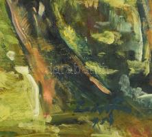 Zádor. jelzéssel: Házak az erdő mögött. Olaj, farost. Keretben. 42x58 cm