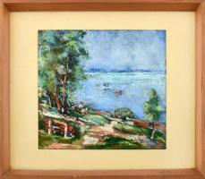 Zádor. jelzéssel: Balaton strand. Pasztell, papír .Jelzett, üvegezett keretben 26x28 cm