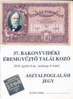 Pápa 2018. "MÉE Pápai csoport / 37. Bakonyvidéki Éremgyűjtő Találkozó" 500Ft alkalmi pénz hátoldalán "Magyar Éremgyűjtők Egyesülete Pápai csoportja 1970" felülbélyegzés + asztalfoglalási jegy T:UNC