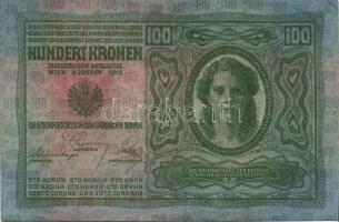 1912. 100K piros "Magyarország" körbélyegzővel (2x) egymásutáni sorszámmal T:I,I-