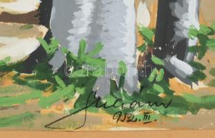 Olvashatatlan (Julián?) jelzéssel, erdélyi festő: Favágó, 1932. Tempera, papír, üvegezett fakeretben...