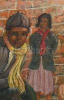 Olvashatatlan jelzéssel: Gombaárus gyerekek. Olaj. vászon, fakeretben. 70x50 cm