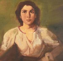 Szüle Péter (1886-1944): Hölgy portréja. Olaj, vászon, jelzett. Dekoratív fakeretben, 80×60 cm