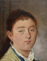 Jelzés nélkül, XIX. sz vége: Hölgy portréja. Olaj, vászon. Hátoldalán grófnő felirattal és román kiv...