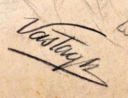 Vastagh jelzéssel, feltehetően Vastagh művészcsalád egy tagja: Női akt. Ceruza, papír, üvegezett fak...