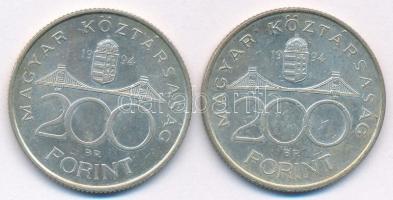 1994. 200Ft Ag "Deák" (2x) T:AU,XF patina
Adamo F13.1