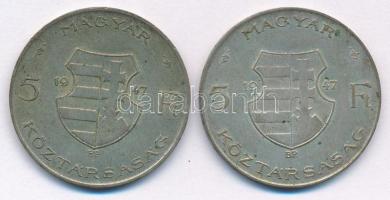 1947. 5Ft Ag "Kossuth" (2x) T:VF,F patina
Adamo F8.1