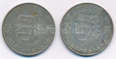 1947. 5Ft Ag "Kossuth" (2x) T:VF,F patina
Adamo F8.1