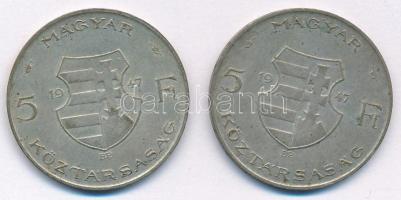 1947. 5Ft Ag "Kossuth" (2x) T:VF,F patina
Adamo F8.1