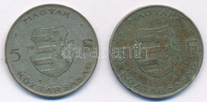 1947. 5Ft Ag "Kossuth" (2x) T:VF,F patina
Adamo F8.1