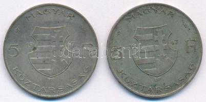 1947. 5Ft Ag "Kossuth" (2x) T:VF,F patina
Adamo F8.1