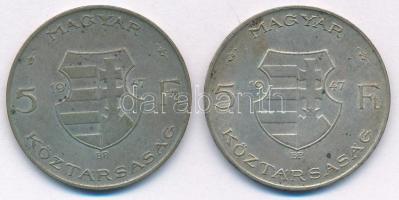 1947. 5Ft Ag "Kossuth" (2x) T:VF,F patina
Adamo F8.1