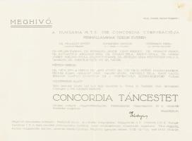 1935 Meghívó a Hungária MTE XXIII. Concordia Corporacio táncestélyére