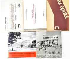 Vegyes iskolákkal, művelődési otthonokkal kapcsolatos építészeti könyvtétel, 6 db:   Fejleszthető művelődési otthonok. 1967. évi tervpályázat díjazott és megvett tervei. Szerk.: Piszer István, Zólyomi Alfonz, Szolánka József. Bp., 1968., Építésügyi és Városfejlesztési Minisztérium - Művelődési Minisztérium.;   A 80 és 120 fős általános iskolai diákotthonok. A 1971. évi tervpályázatának díjazott és megvett tervei. Szerk.: Zólyomi Alfonz. Bp., 1972., Építésügyi és Városfejlesztési Minisztérium - Művelődési Minisztérium.;   Vakolatmenetes, vasbetonvázas iskolák, óvodák, bölcsődék. Bp., én., PTTV - BVM.;   A közösségi művelődés terei: Az épület. Szerk.: Beke Pál. Bp.,én.,NPI.;   Magyar művelődési létesítmények. 1945-1970. Bp., 1970., Műszaki.;   Egri Zoltán - Reischl Péter - Zólyomi Alfonz: Iskolaépületek. Bp., 1964., Műszaki.;   Különféle kötésekben, változó állapotban.