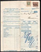 1902 DDSG Dunagőzhajózási társaság teheráru fuvarlevél