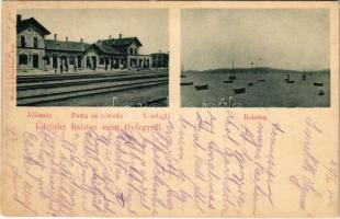 1900 Balatonszentgyörgy, vasútállomás, posta és távírda, vendéglő, Balaton. Weiss & Dreykurs