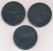 1946-1947. &quot;MÁVAG - Az Acélhang Vándordíj Küzdelmeiért&quot; + &quot;MÁVAG 1947&quot; kétoldalas bronz kézilabda sport emlékérem (3xklf) (40mm) T:XF