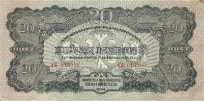 1944. 20P "V.H." (2x) egymásutáni sorszámokkal T:I- Sarokhiba.