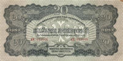 1944. 20P "V.H." (2x) egymásutáni sorszámokkal T:I- Sarokhiba