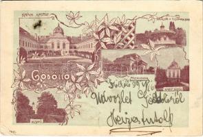 1899 (Vorläufer) Gödöllő, Besnyő, királyi kastély, pavilon a felsőparkban, vasútállomás. Art Nouveau, floral (EM)