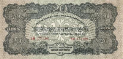 1944. 20P "V.H." (3x) egymásutáni sorszámokkal T:I,I-