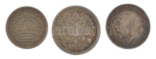 Vegyes: Nagy-Britannia 1915. 3p Ag "V. György" + Orosz Birodalom 1916. 10k Ag + Svédország...
