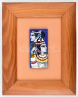 Jelzés nélkül: Hölgyek. Tűzzománc, fémlemez. 10x4,5 cm Fakeretben