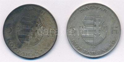 1947. 5Ft Ag "Kossuth" (2x) T:VF,F patina Adamo F8.1