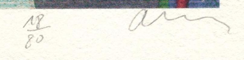 Aknay János (1949-): Angyal (cím nélkül). Computer print, papír, jelzett, számozott 18/80. Paszpartu...