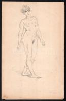 Mattyasovszky-Zsolnay László (1885-1935), kétoldalas mű: Álló női akt tanulmányok. Ceruza, papír. Ha...