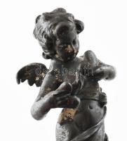 Kúpidő. Albert Kohler & Cie, szecessziós ón figura. Jelzett. XIX. sz. vége. 12 cm / Cupid. Alber...