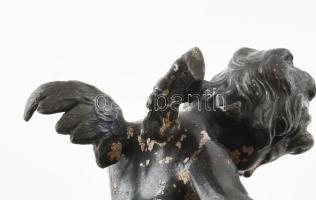 Kúpidő. Albert Kohler & Cie, szecessziós ón figura. Jelzett. XIX. sz. vége. 12 cm / Cupid. Alber...