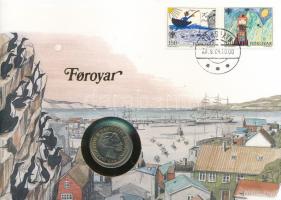 Feröer-szigetek 1984. 1Kr Cu-Ni felbélyegzett borítékban, bélyegzéssel, német nyelvű leírással T:1 Faeroe Islands 1984. 1 Krone Cu-Ni in envelope with stamp and cancellation, with German description C:UNC