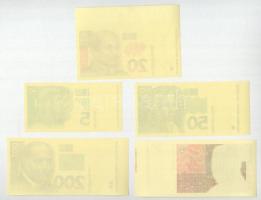 Horvátország 1993 (1994). 5K előlapi színpróba + 20K előlapi színpróba + 50K előlapi színpróba + 200...