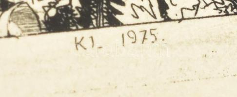 Kovács Imre (1940-2015): Kemizálás. Rézkarc, papír. Jelzett a dúcon. 29x39,5 cm