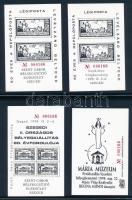1998 Kajak-kenu, Repülőposta, Bélyegkiállítás, Mária-múzeum 4 db-os emlékív garnitúra azonos sorszámmal