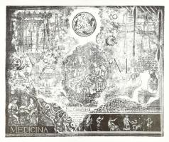 Ábrahám Rafael (1929-2014): Medicina. Litográfia, papír, jelzett, művészpéldány E.A. jelzéssel, 35x44 cm